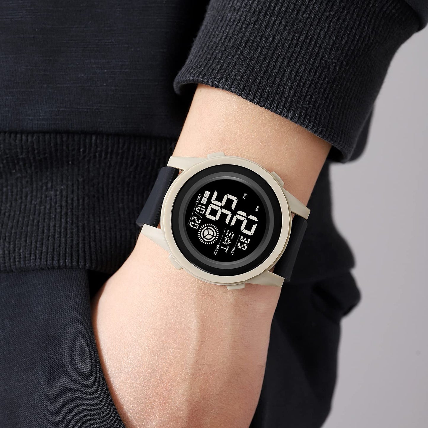 Rugged Digital Sports Wristwatch with Flexible Strap for men