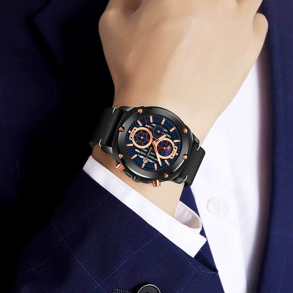 Skmei Quartz Analog Dial Leather Strap Watch for Men - 9351