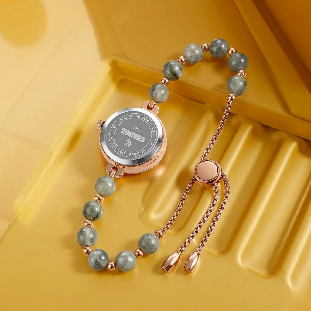 Elegant Pearl Chain Analog Watch for Women with Premium Rose Gold Finish and Adjustable Bracelet Design