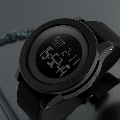 Digital Watch for Men with Black Silicone Strap and Round Dial for Casual & Formal Wear