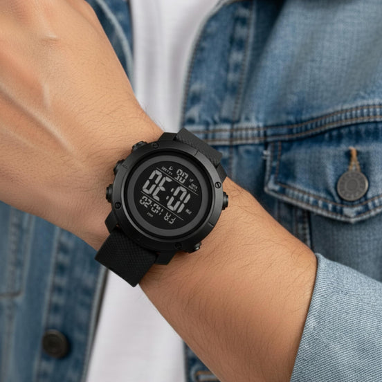 Digital Watch for Kids with Black Silicone Strap and Round Dial for Casual & Formal Wear