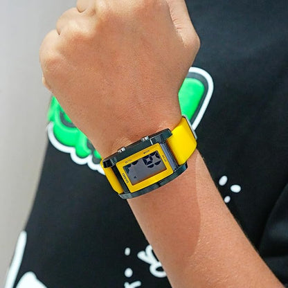 Digital Watch for Men LED Display, Rectangle Dial, Waterproof Sports Watch with Silicone Strap