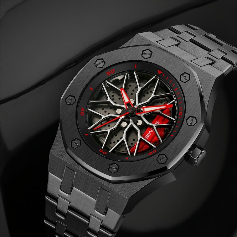 Spinning Wheel Skeleton Dial Luxury Analog Watch