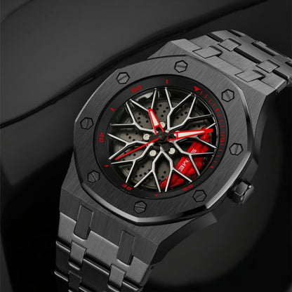Spinning Wheel Skeleton Dial Luxury Analog Watch