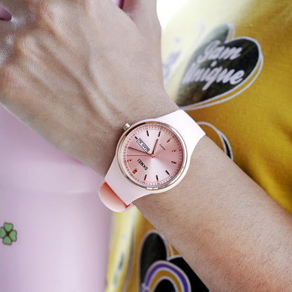 Premium Minimalist Quartz Timepiece for Women with Integrated Strap and Calendar Window