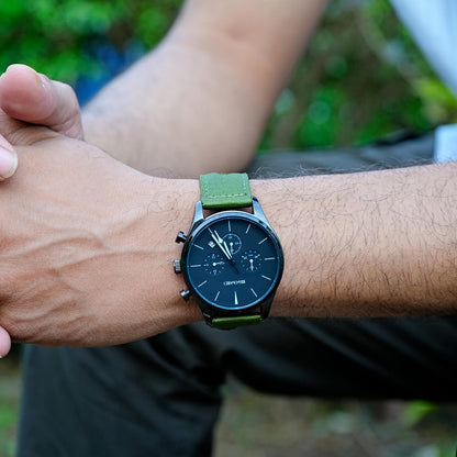 Classic Chronograph Style Analog Watch with Fabric Strap