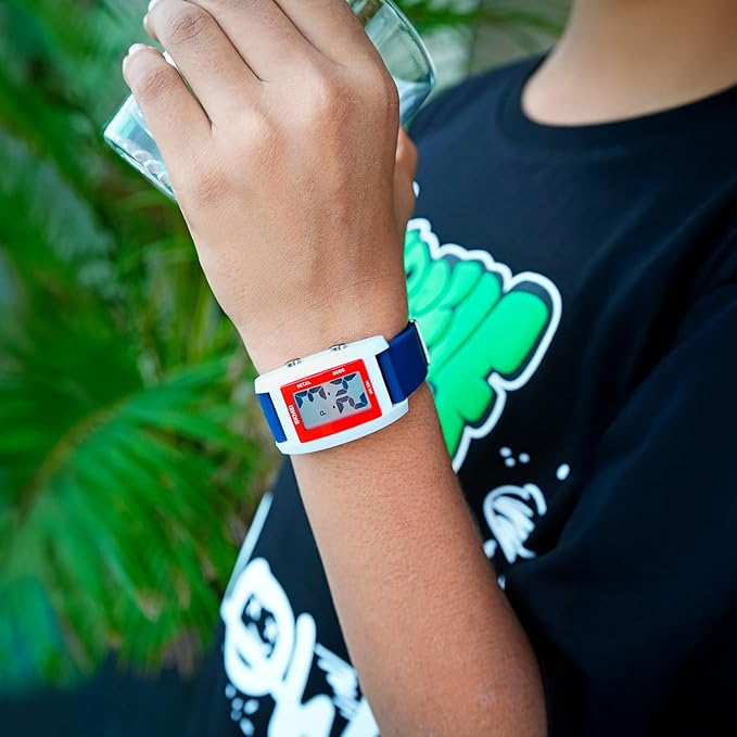 Digital Watch for Men LED Display, Rectangle Dial, Waterproof Sports Watch with Silicone Strap