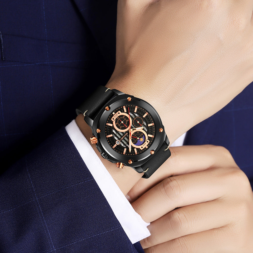 Skmei Quartz Analog Dial Leather Strap Watch for Men - 9351