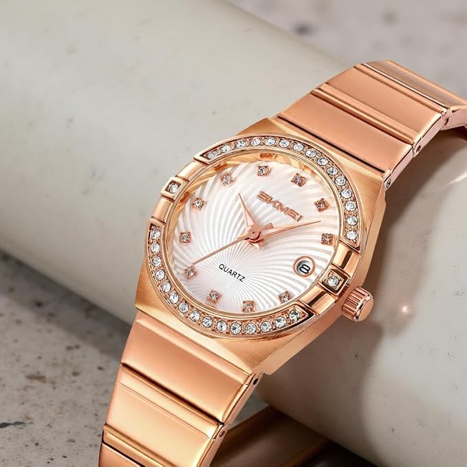 Elegant Crystal Accent Analog Watch for Women