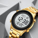 Digital Watch for Men with Gold Metal Strap and Round Dial for Casual & Formal Wear