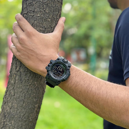 Rugged Digital Sports Watch for Men with Dual Time Display and Outdoor Adventure Style