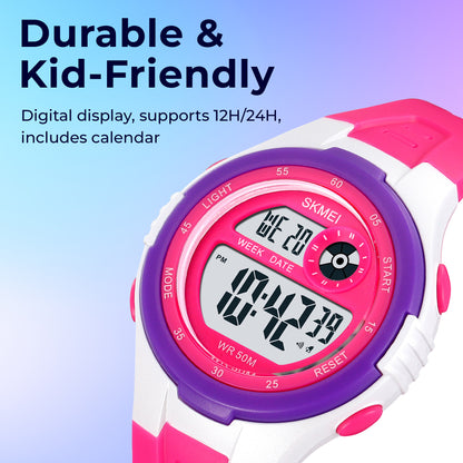 Skmei Digital Dial ABS Black Case Rubber Strap Watch for Kids - 2280