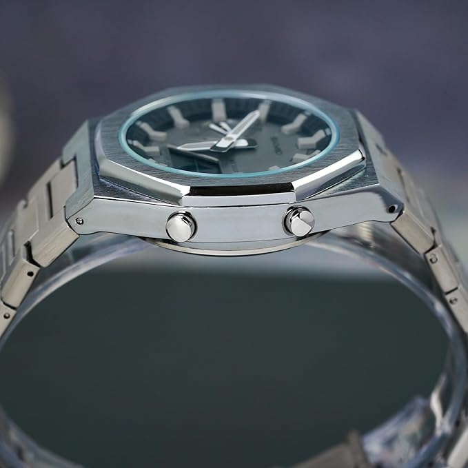 Analog-Digital Watch for Men with Silver Metal Strap and Round Dial for Casual & Formal Wear