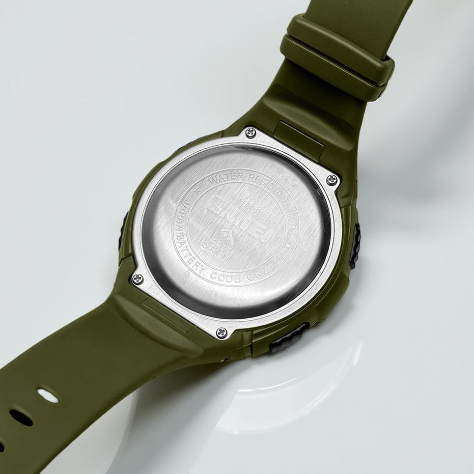 Digital Watch for Men with Army Green Polyurethane Strap and Round Dial for Casual & Formal Wear