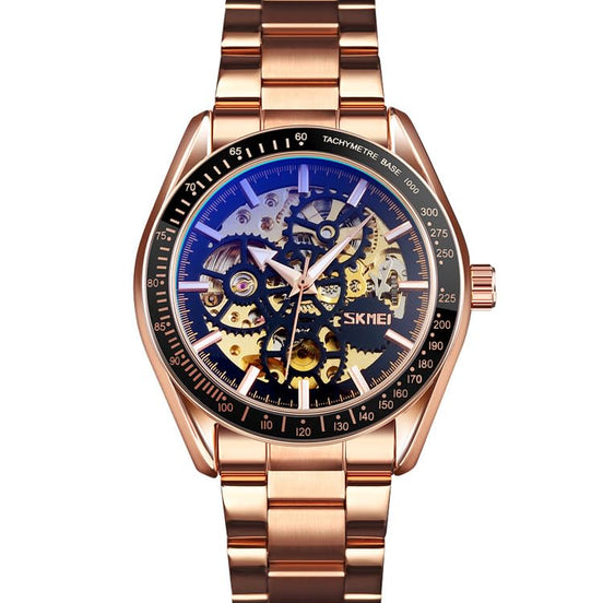Automatic Watch for Men with Rose Gold Stainless Steel Strap and Round Dial for Casual & Formal Wear