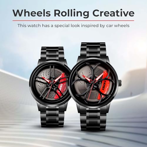 SKMEI Stainless Steel Men Analogue Watch New Wheels Rolling Creative Fashion Che Youhui League Fans Butterfly Double Snap Gift Wristwatch - 1990, Grey Dial, Black Band