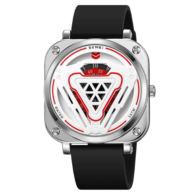 Futuristic Digital Analog Wrist Watch with Silicone Strap