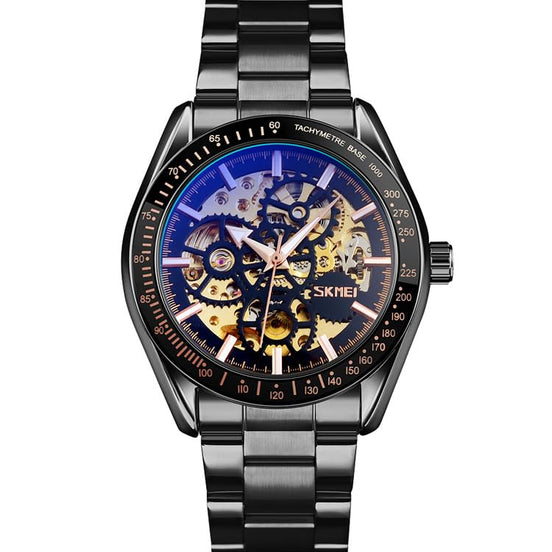 Automatic Watch for Men with Black Stainless Steel Strap and Round Dial for Casual & Formal Wear