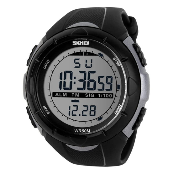 Digital Watch for Men with Black Polyurethane Strap and Round Dial for Casual & Formal Wear