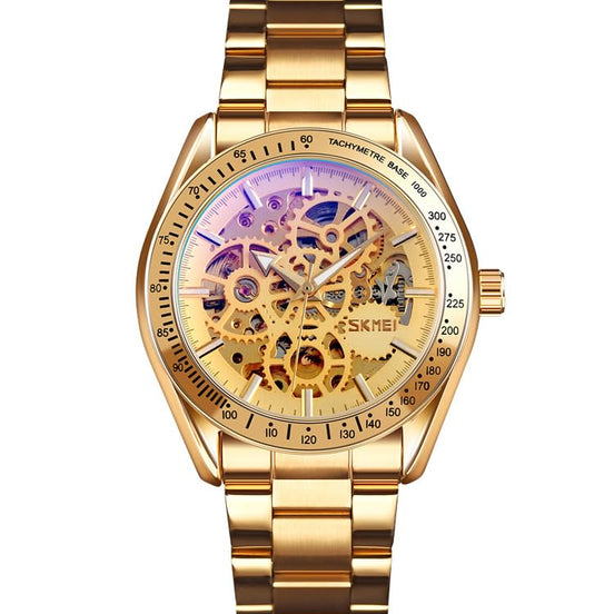 Automatic Watch for Men with Gold Stainless Steel Strap and Round Dial for Casual & Formal Wear