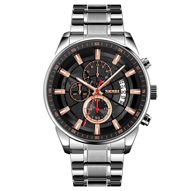 Premium Analog Chronograph Wrist Watch with Metal Strap For Men
