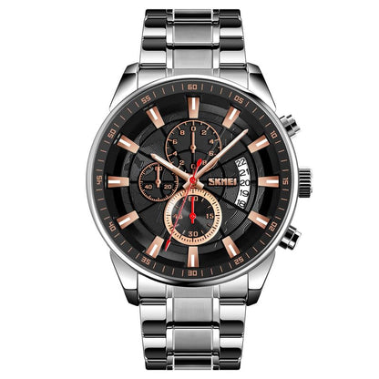 Premium Analog Chronograph Wrist Watch with Metal Strap For Men