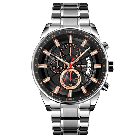 Premium Analog Chronograph Wrist Watch with Metal Strap For Men