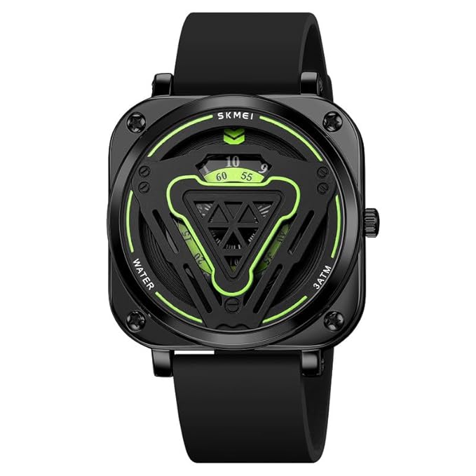 Futuristic Digital Analog Wrist Watch with Silicone Strap