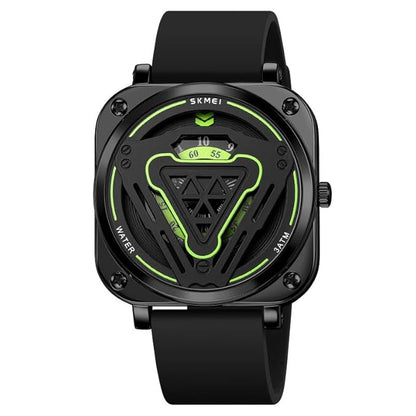 Futuristic Digital Analog Wrist Watch with Silicone Strap