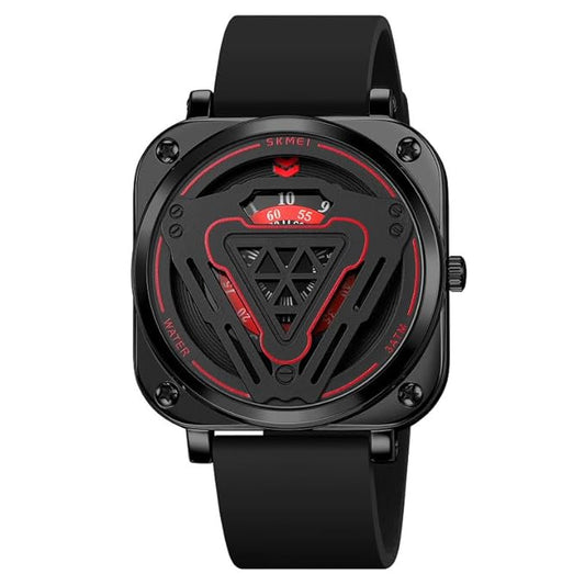 Futuristic Digital Analog Wrist Watch with Silicone Strap