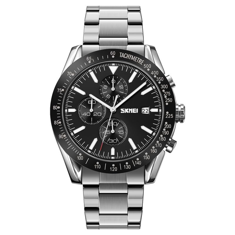 Sporty Analog Chronograph Wrist Watch with Flexible Strap For Men