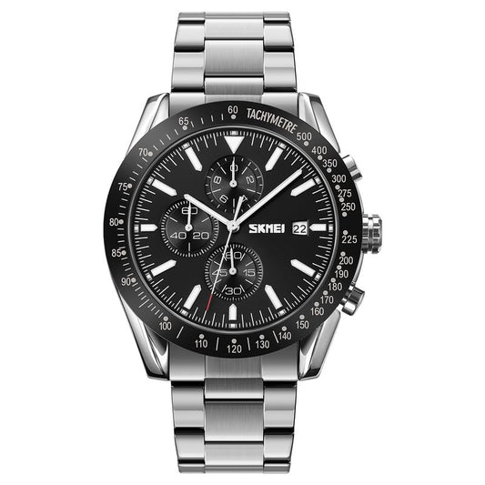 Sporty Analog Chronograph Wrist Watch with Flexible Strap For Men