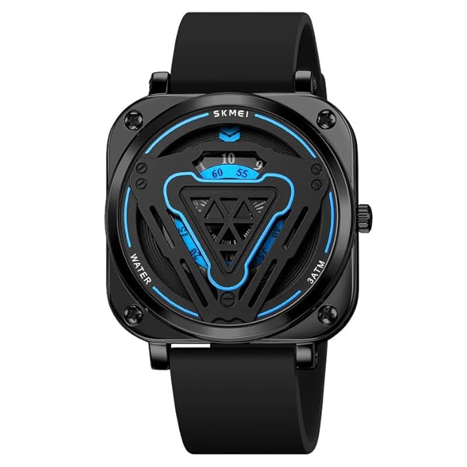 Futuristic Digital Analog Wrist Watch with Silicone Strap