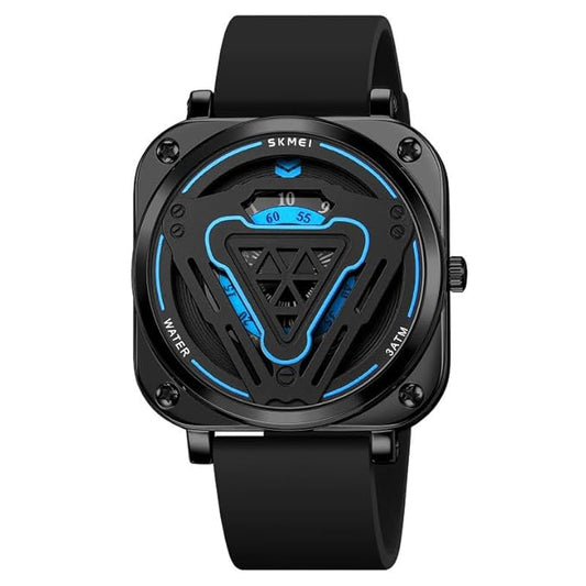 Futuristic Digital Analog Wrist Watch with Silicone Strap