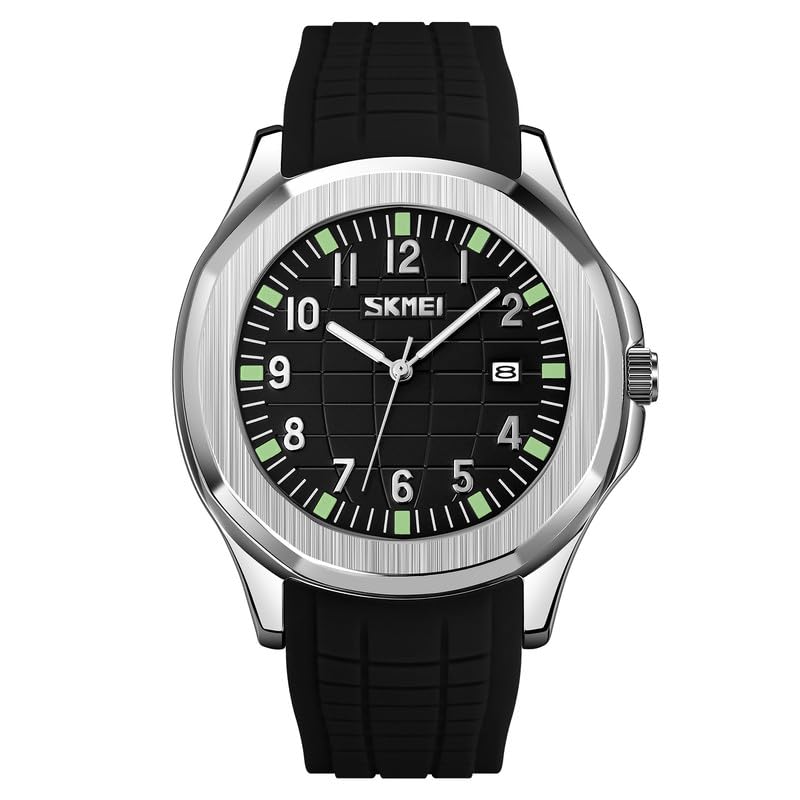 Classic Analog Wrist Watch with Date Display and Flexible Strap For Men