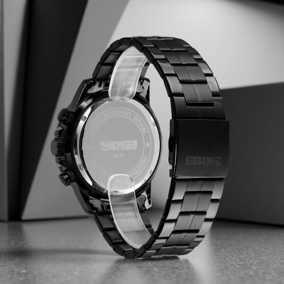 Analog Watch for Men with Black Stainless Steel Strap and Round Dial for Casual & Formal Wear
