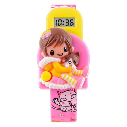 Cute Cartoon Digital Wrist Watch for Kids with Decorative Character Design