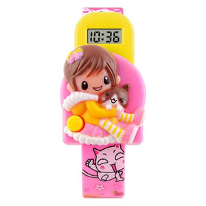 Cute Cartoon Digital Wrist Watch for Kids with Decorative Character Design