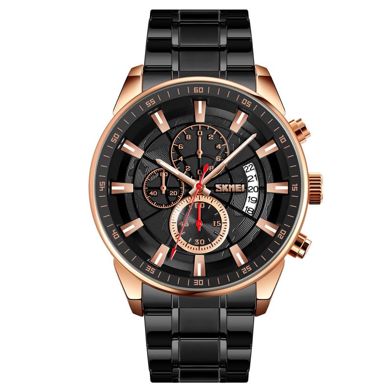 Premium Analog Chronograph Wrist Watch with Metal Strap For Men