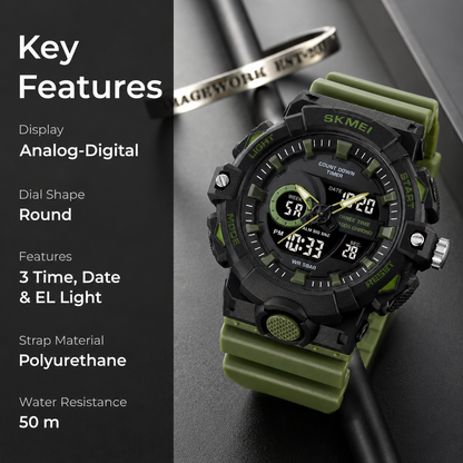 Premium Analog Digital Sports Watch for Men with Rugged Outdoor Design and Multi Function Display
