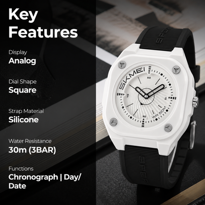 Minimalist Analog Wrist Watch with Textured Strap for men