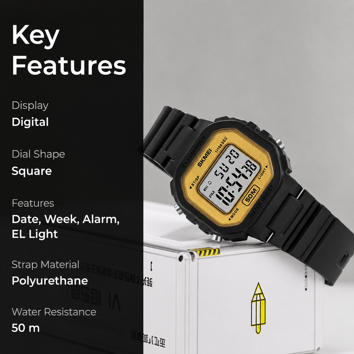 Digital Watch for Kids with Black Silicone Strap and Round Dial for Casual & Formal Wear