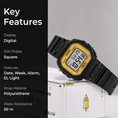 Classic Digital Watch for Men and Boys with Retro Style Display and Comfortable Strap