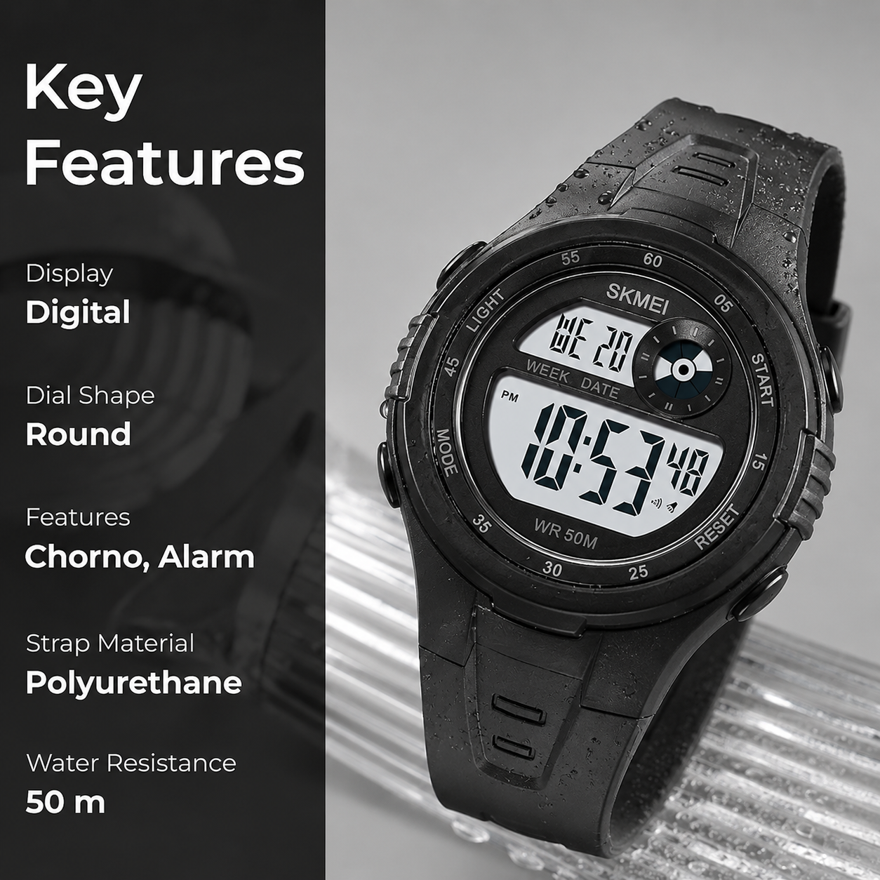 Digital Sports Wrist Watch with Alarm and Chronograph for kids