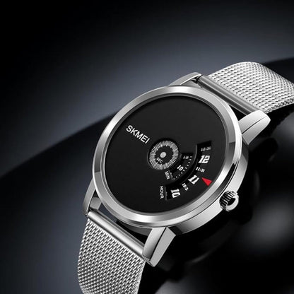 Minimalist Analog Wrist Watch with Mesh Strap and Modern Dial Design For Men