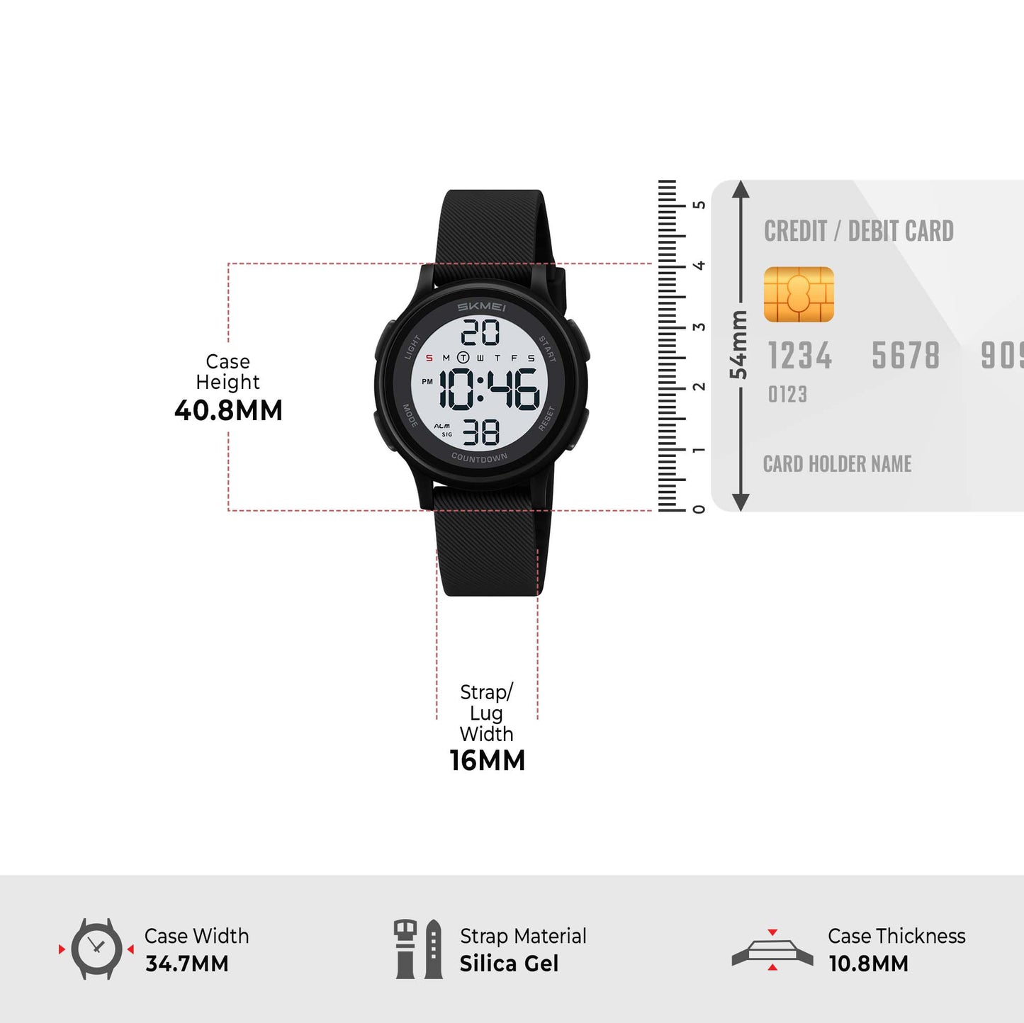 Skmei Digital Dial Silica Gel Strap Watch for Kids - 2427