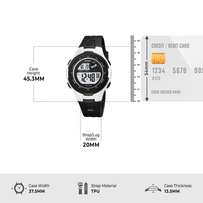 Skmei Digital Dial ABS Black Case Rubber Strap Watch for Kids - 2280