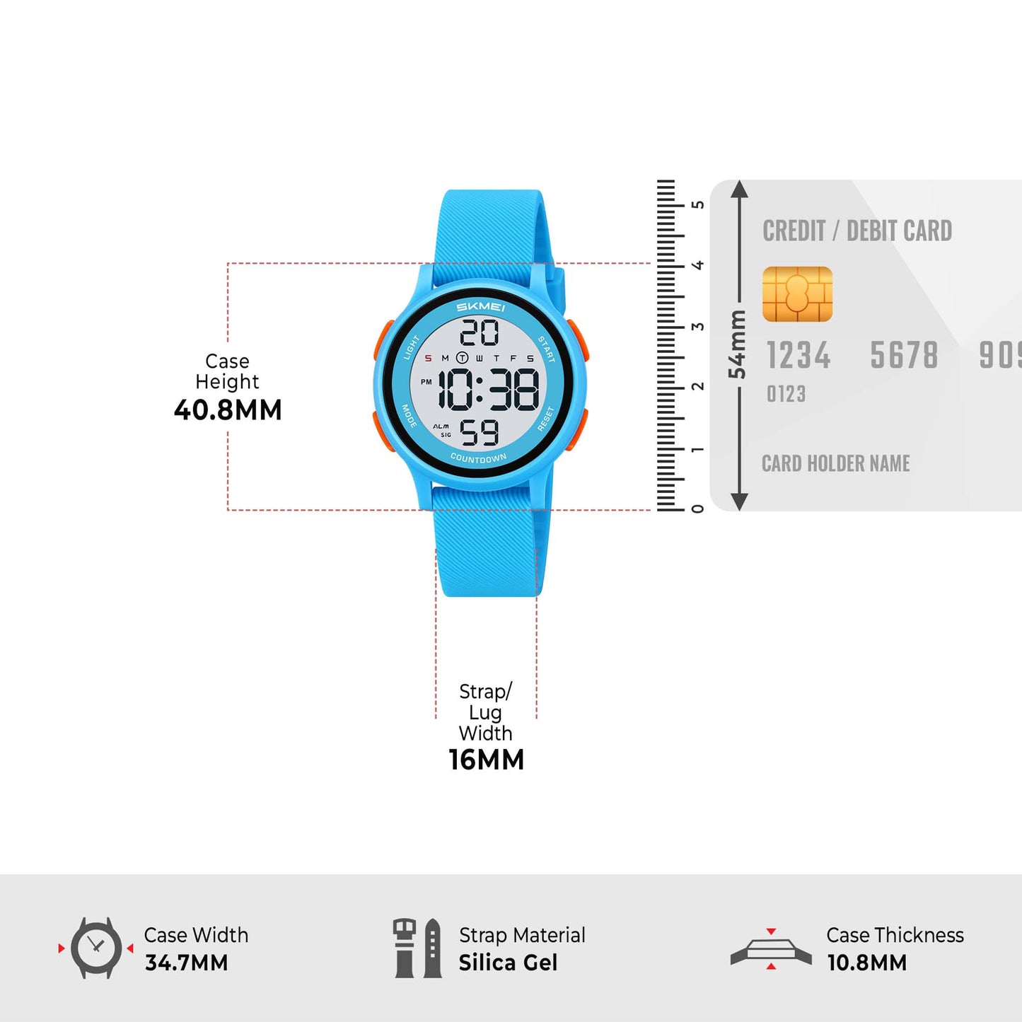 Skmei Digital Dial Silica Gel Strap Watch for Kids - 2427