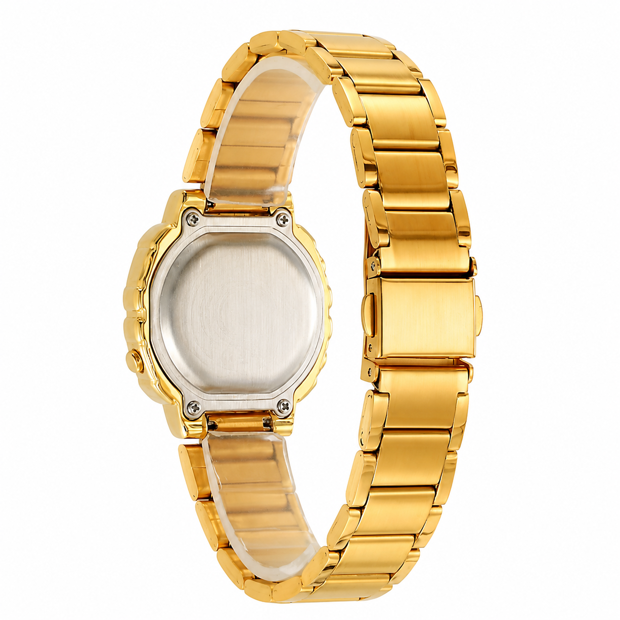 Digital Display Metal Strap Wrist Watch for women