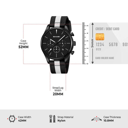 Skmei Quartz Analog Black Dial Zinc Alloy Case Nylon Strap Watch for Men - 2367